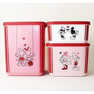 Tupperware Disney Mickey & Minnie Mouse in Love Hearts Storage Container Set NEW